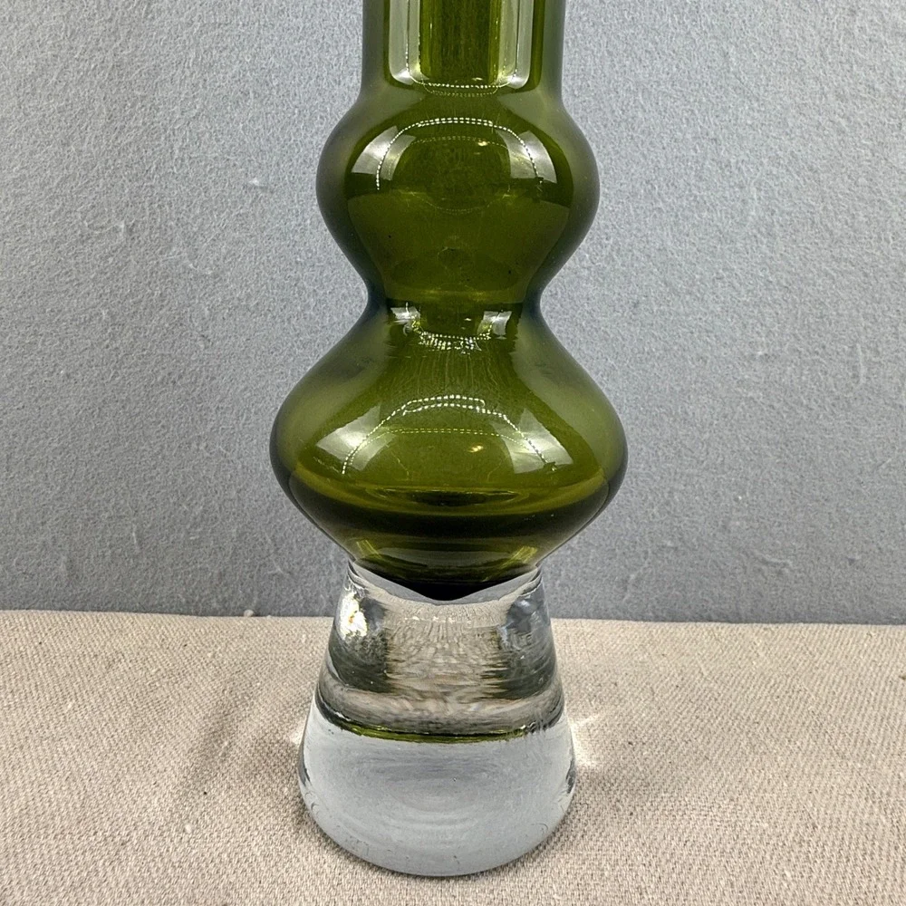 VTG‎ Marquis by Waterford Olive Green Art Glass Vase Modernist 17